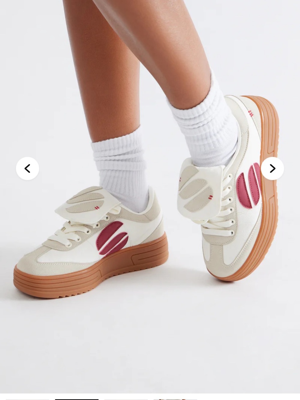 Platform Casual Sneakers in Cream & Pink